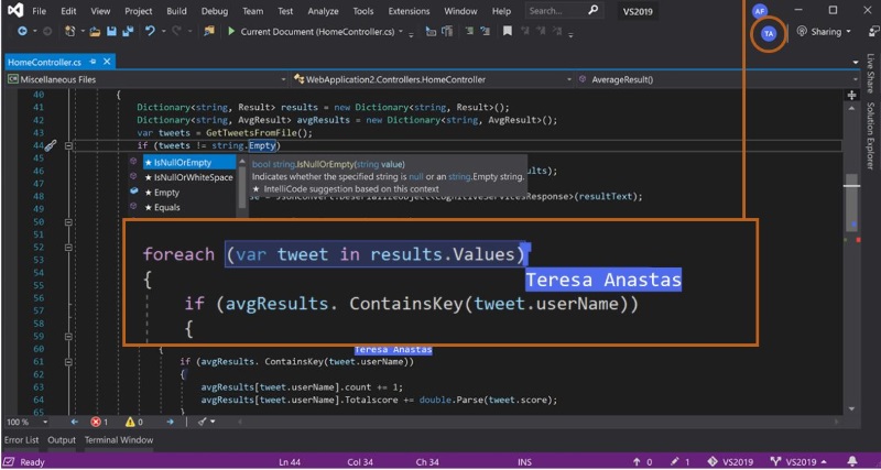 Visual Studio 2019 Live Share Feature